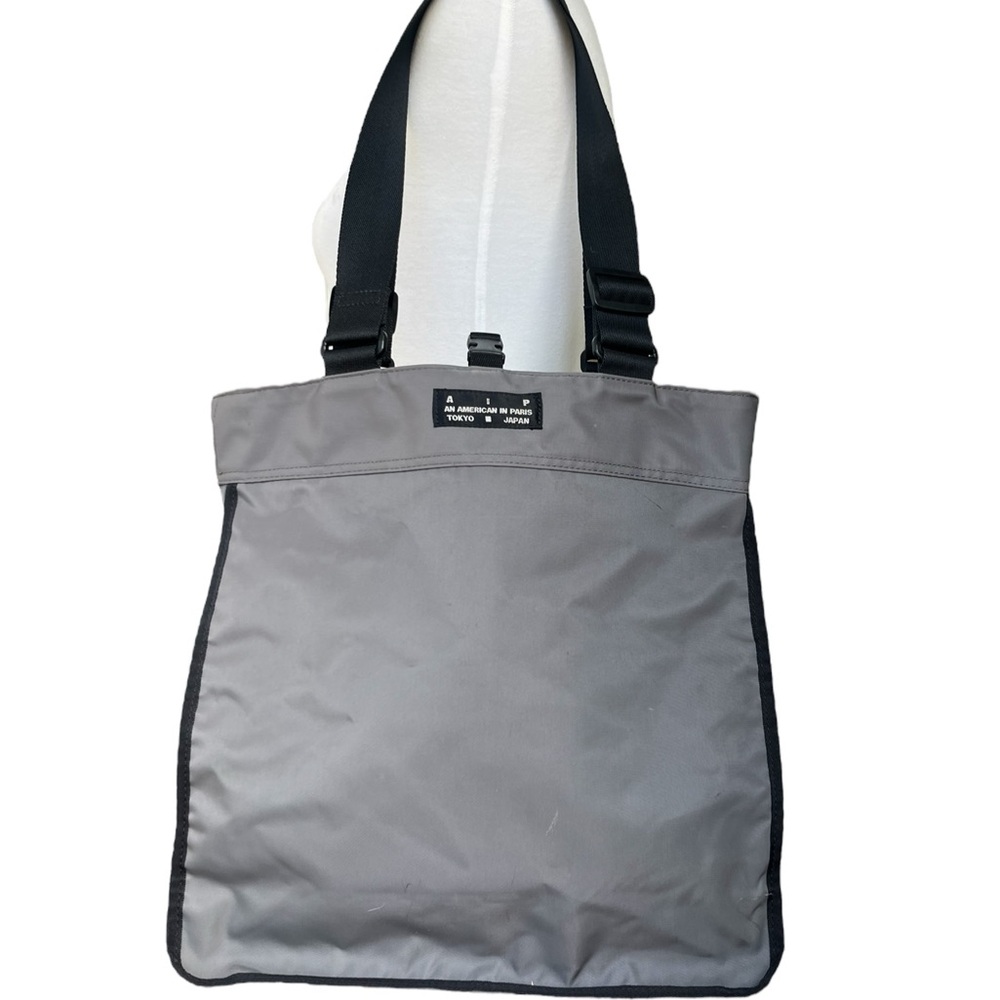 A. I. P. An American In Paris Gray Nylon Vintage Shoulder Tote Bag Used